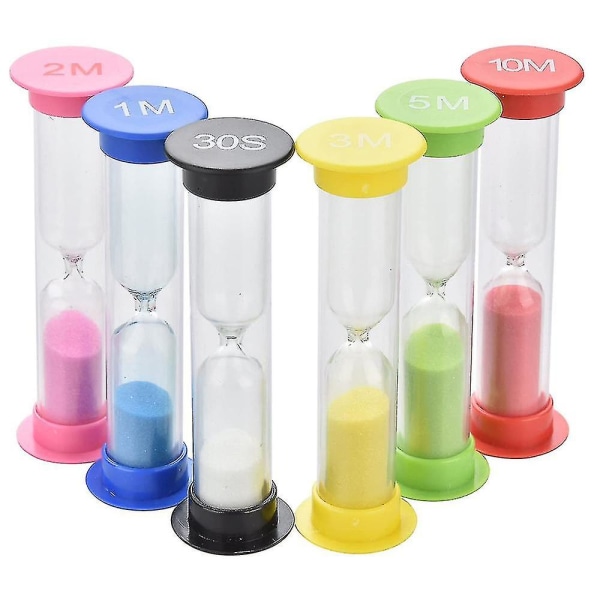 Sand Timer Timeglass 30sek/ 1min/ 2min/ 3min/ 5min/ 10min, 6stk