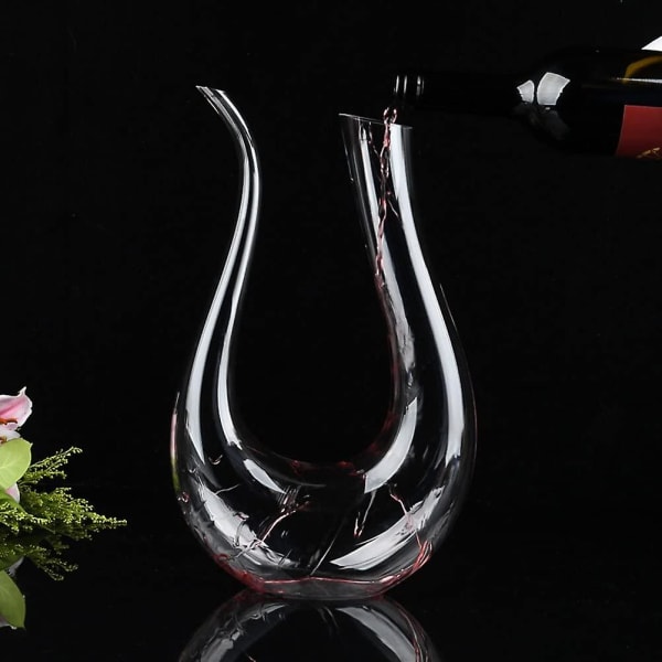 Vinkaraffellufter U-formet blyfri krystalglas vinflaske glasflaske 1500 ml