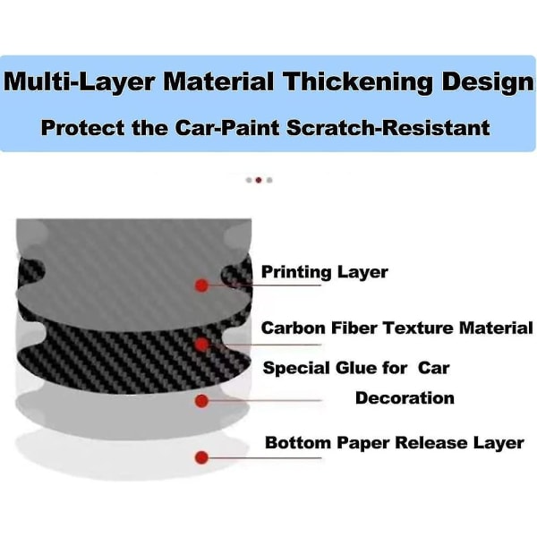 8 stk. dørhåndtak klistremerker i karbonfiber, anti-ripebeskyttende håndtakskoppbeskyttelsesfilmer