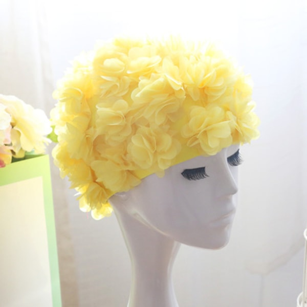 Blonde vintage badehætte Blomsterblade Retro stil badehætter til kvinder yellow