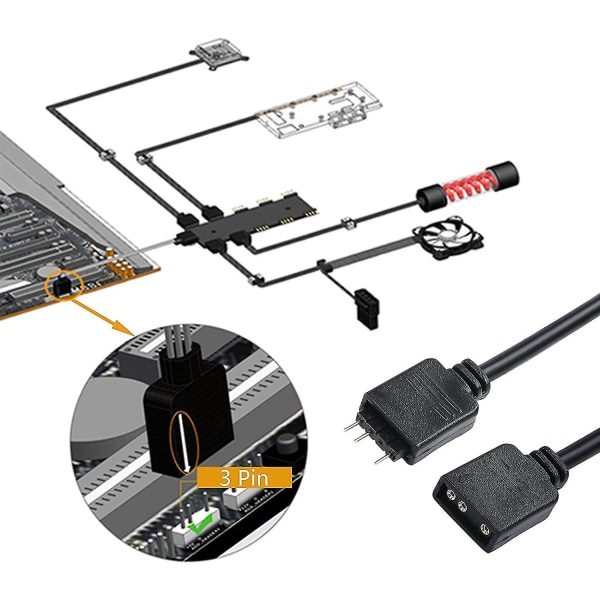 Splitterkabel 5v 3pin Adresserbar Rgb 1 Til 3 Splitterkabel Med Hannpinner