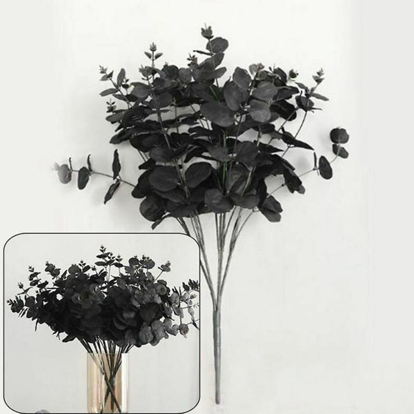 4x 20 hoder kunstig svart eukalyptus falsk blomst plante bryllupsfest dekorasjon