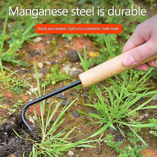 Hand Weeder, Single Claw, Garden Hook, Root Puller, Cultivator With Wooden Handle