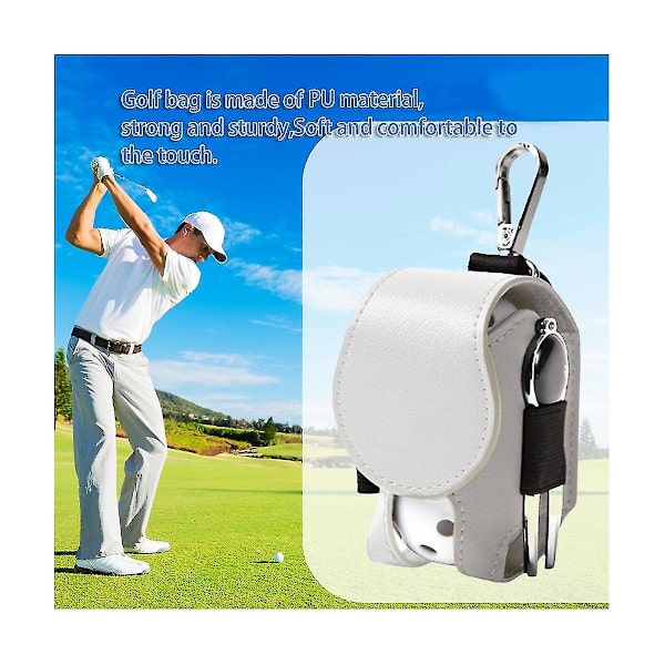 2 stk. Golf Tee Taske Boldpose Mini Læder Golfbold Opbevaring