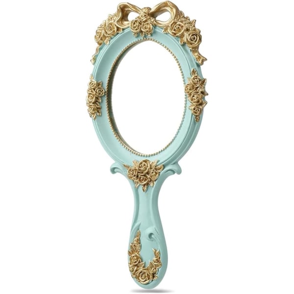 Vintage håndholdte spejle, kompakte spejle med håndtag, håndspray guld Unique S green