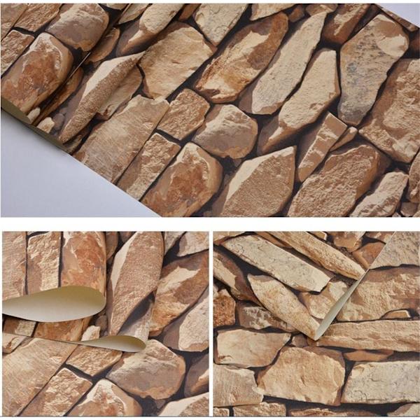 PVC tapet retro 3D tredimensionel imitation sten pat