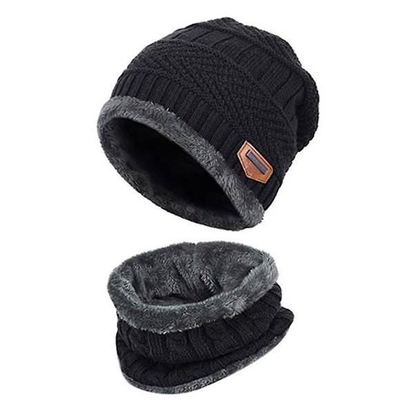 Vinterhalsduk Hatt Stickad Mössa Vuxen Män Ärm Hatt Stickad