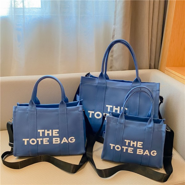 Dame Canvas Tote Bag Casual Canvas Messenger Bag Skulderveske Blue 25*20*11cm