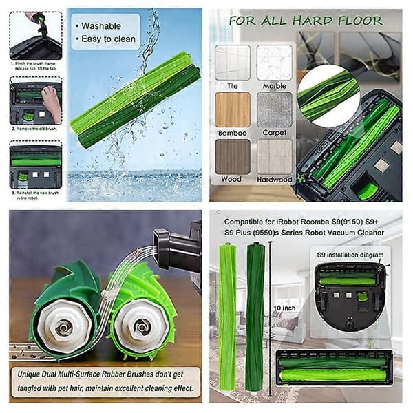 Gummirollerborstsats för iRobot Roomba S9 (9150) S9+ S9 Plus (9550)