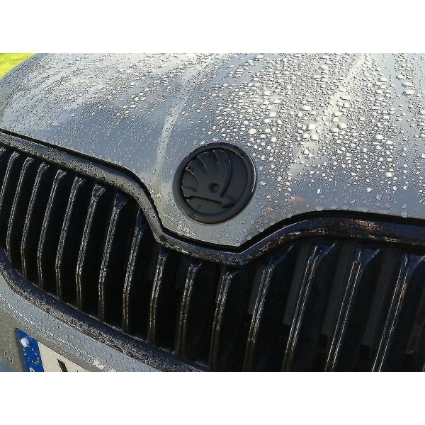 Svart 90mm Emblem Badge 3m självhäftande främre bakre motorhuv Boot för Skoda modeller