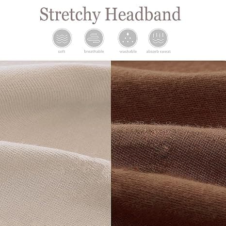 Hodebånd for kvinner, Kuaima Trening Yoga Hodebånd Sklisikkert Elastisk Khaki+Dark Red+Light Gray+Brown