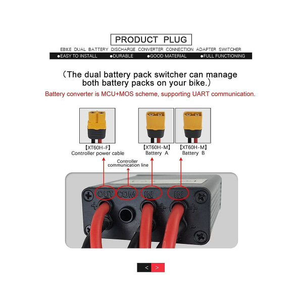 Dobbel batteripakke utladningskonverter for Ebike 30a Dual Battery Pack Switch Balance Discharger 2