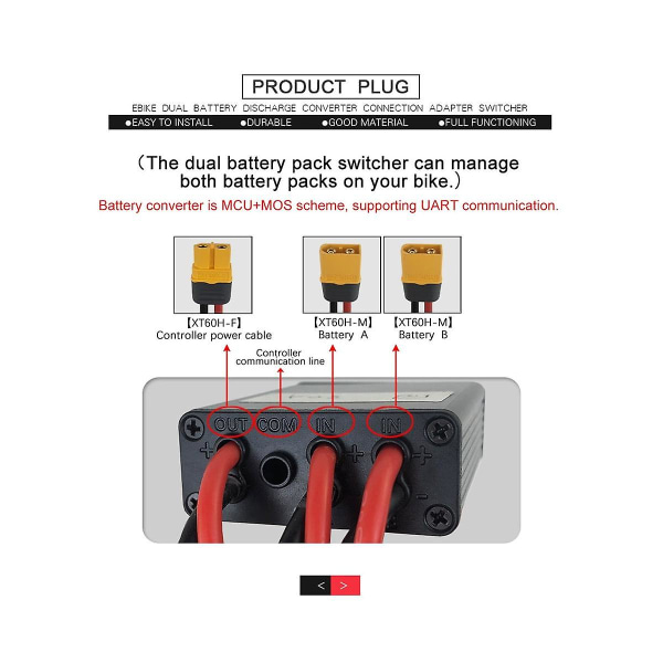 Dubbel batteripaket urladdningsomvandlare för Ebike 30a Dual Battery Pack Switch Balance Discharger 2