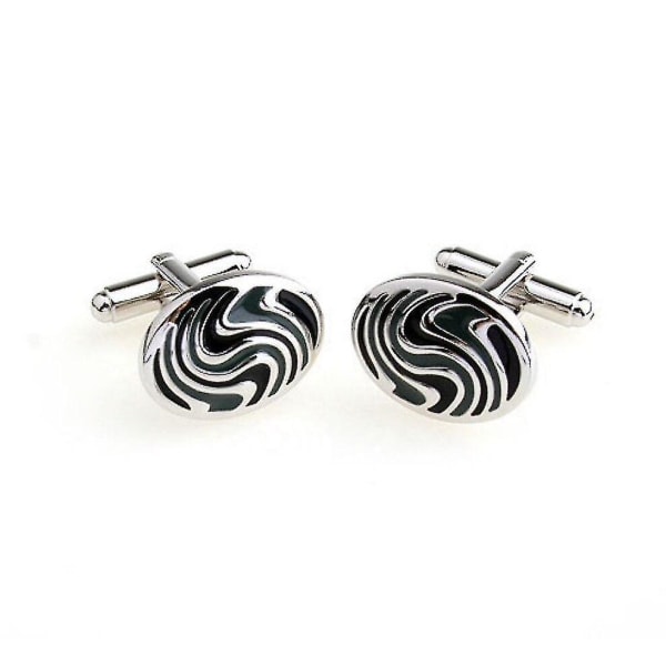 Classic Oval Enamel Cufflinks Snowflake Fingerprint Pattern Cuff Links Men's Jewelry Accessory|tie