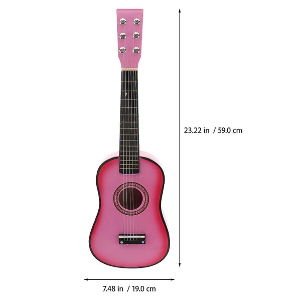 1 stk Guitar Holdbar Mini Portativ Vintage Style Folk Guitar Musik Legetøj Til Musik Klasse Børn Begynder Pink