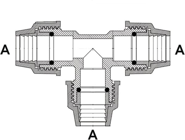 Irrigasjonssystem Tee Pe-rør, 25 mm, Polypropylen, for kaldt vann
