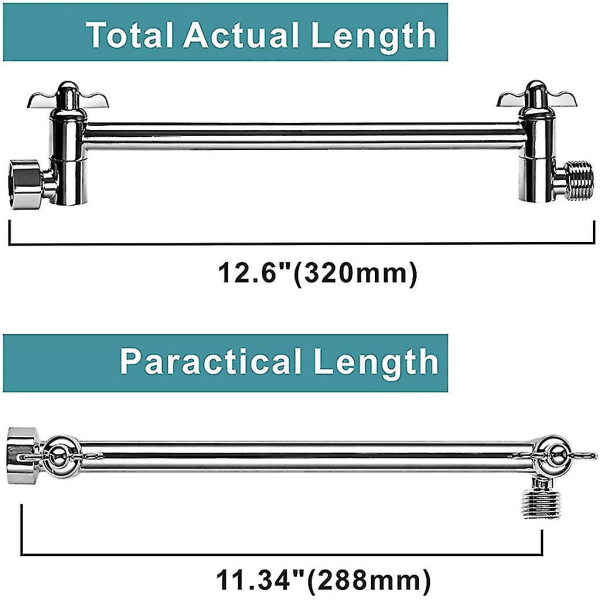 11 tommer justerbar bruserarm universel forbindelse solid messing bruser justerbar vinkel anti-læk bruser forlængerarm