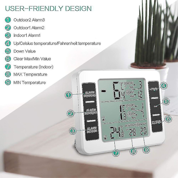 Opgraderet version køleskabs termometer trådløs digital fryser