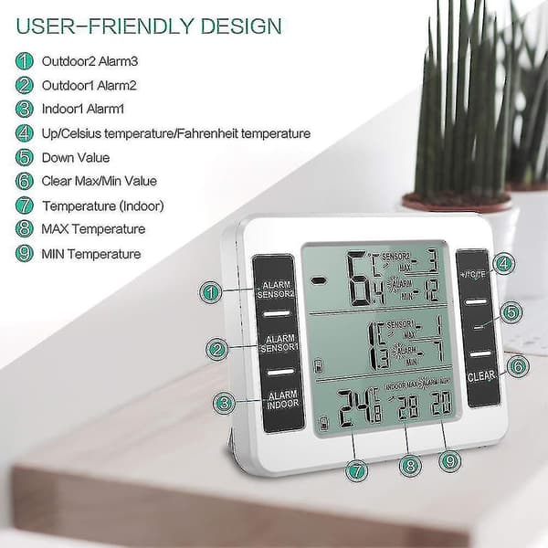 Uppgraderad version kylskåpstermometer trådlös digital frys