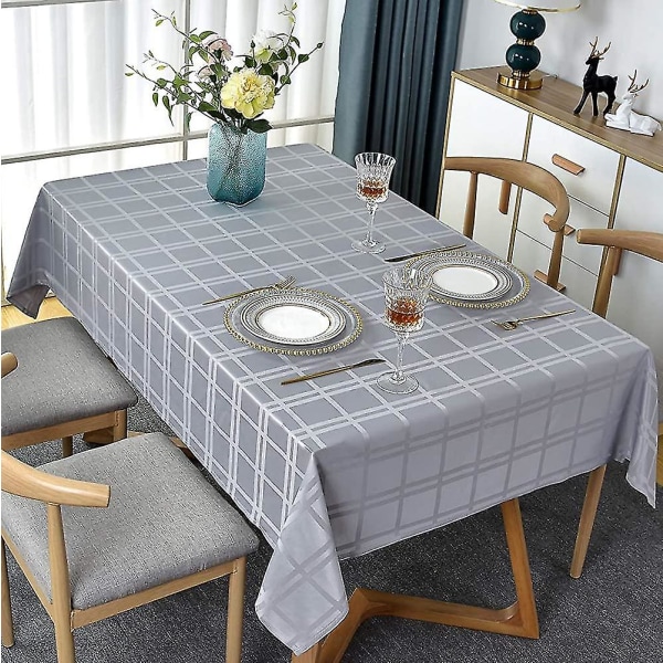 Rektangulær Dug i Ternet Mønster Polyester Dug Spildsikker Rynkefri