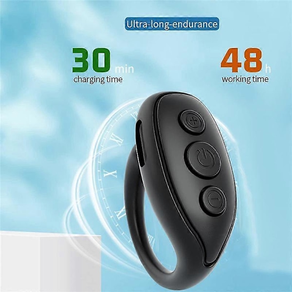 Bluetooth Fjernbetjening Sidevender, Mobiltelefon Kamera Udløser Selfie Fjernbetjening, Smart Ring Fjernbetjening - Sort