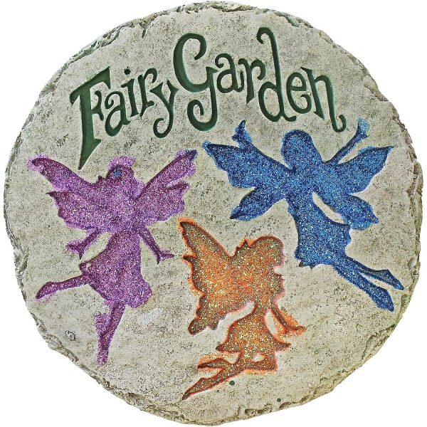 Rund Fairy Garden Trappesten/Plæne Plaque Dekoration - Pink/Orange/Blå