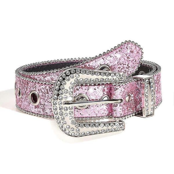 Glitterbelte for kvinner med glitrende rhinsteiner pink