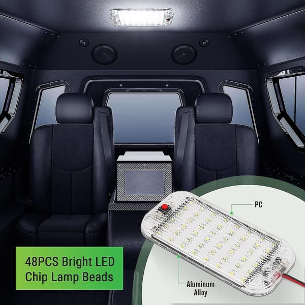 10W 48 LED Universal Bright Interior Light med på/av-knapp, 2-pack