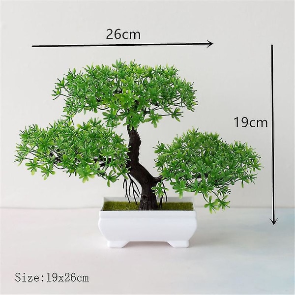 Kunstige blomster + vase falske planter bonsai lite tre potte ornament deco hjem dekorasjon bryllup hage høstdekor bondegård Style 5- green