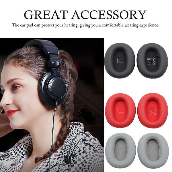 2x Öronkuddar Hörlurar Enfärgad Läderkudde Spelheadset