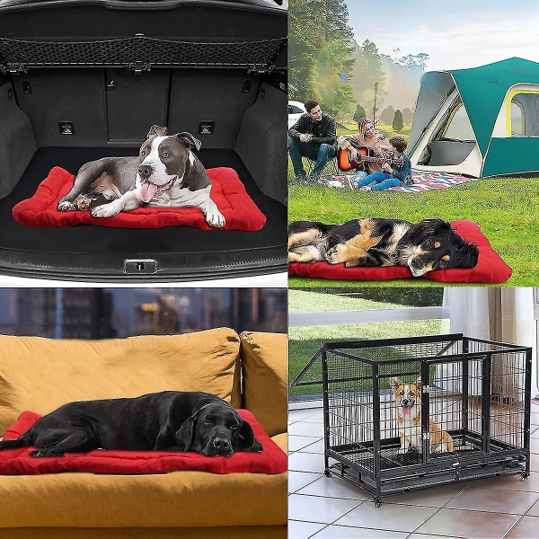 Foldable Waterproof Dog Bed Mattress, Washable Durable Oxford Dog Pad For Car Crate Sofa Also For Outdoor Using (l (35.4-23.6"/90-60 Cm, Red)