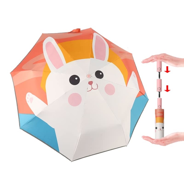 Kids Folding Umbrella Automatic Compact Travel Umbrella for Rain and Sun UV Protection for Girls and Boys Age 8-15