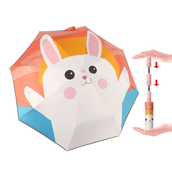 Lasten kokoontaittuva sateenvarjo Automaattinen kompakti matkasateenvarjo sateen ja auringon UV-suojaukseen tytöille ja pojille 8-15 vuotiaille