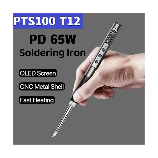 Pts100 T12 5-20v Pd65w Kannettava Sähköinen Juotosrauta Metallirunko Lämpötilan Säädettävä Juotos Me