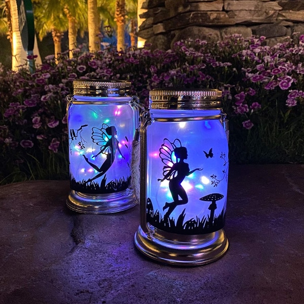 Solar Fairy Lantern Hagedekorasjoner- 2 Pack Outdoor Fairi