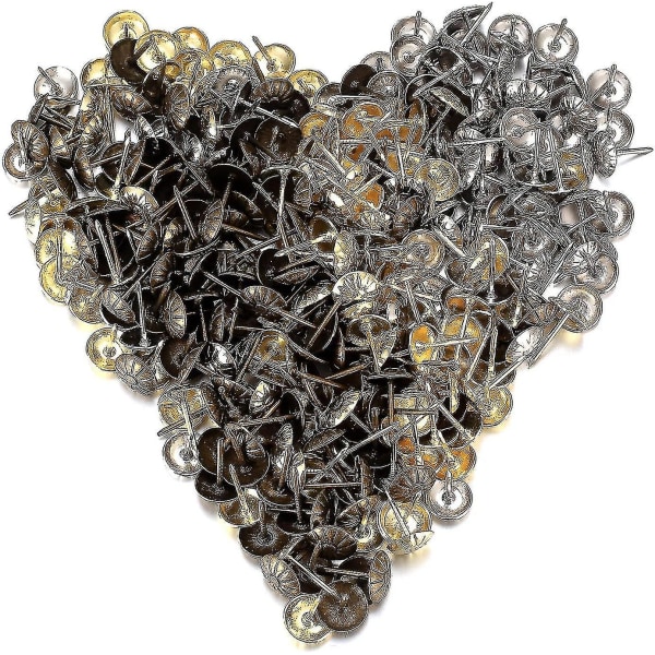 Paket med 450 klädselsspikar, dekorativa möbelstift, prydnadstappar, nubb för soffa, stol, säng, antika - 11 x 17 mm/brons, guld,