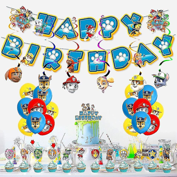 Paw Patrol Balloner, Fødselsdag Dekoration Paw Patrol Fødselsdag Dekorationssæt Glad Fødselsdag Dekoration Balloner Banner Til Fødselsdagsfest Dekorationer