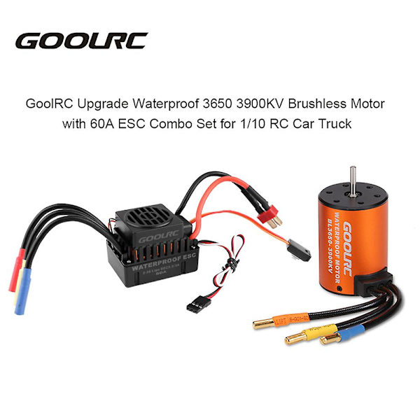 Päivitetty vedenpitävä 3650 3900kv harjaton moottori 60a ESC Combo -sarjalla 1/10 Rc autokuorma-autolle