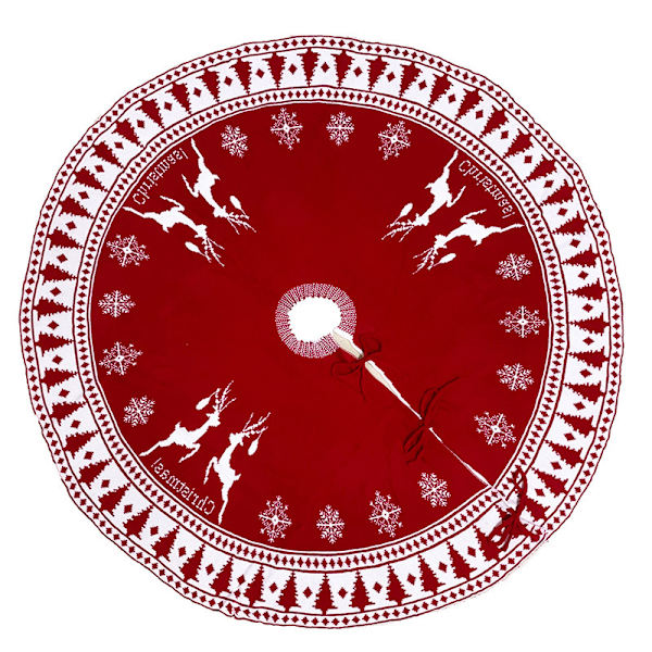 Strikkede juletre teppe 122cm