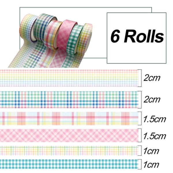 Tape Set, 6 ruller, dekorativ tape, journal tape, dekorativ håndverkstape, dekorativ håndverk washi tape Style-4