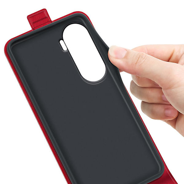 Vertikal flip PU läderfodral för Honor 90 Lite 5g / X50i 5g, vertikalt flip skyddande fodral med kortplats Red