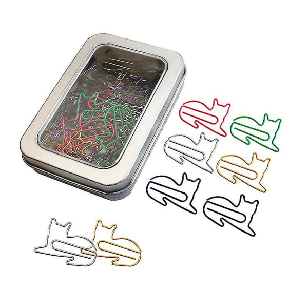 60 stk katteformede papirklips mini bokmerkeklips (6 farger)