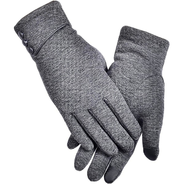Damvintervarma handskar med pekskärm, vindtäta, fodrade, tjocka (grå) grey