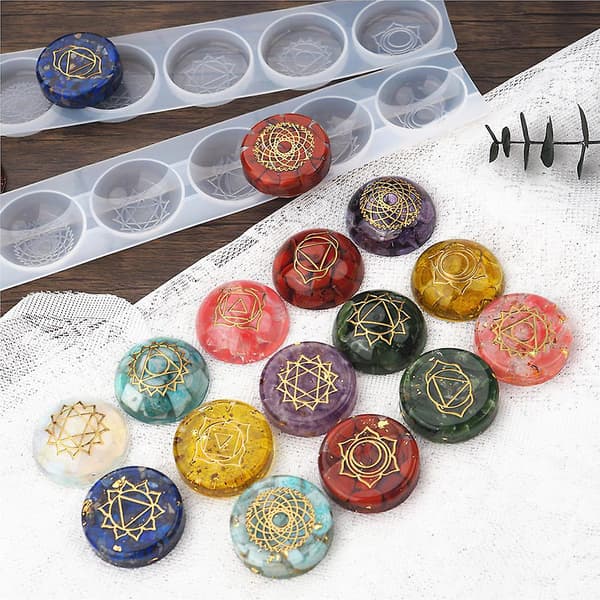 2 st 7 Chakras Diy Halvklotsspegel Gjutform