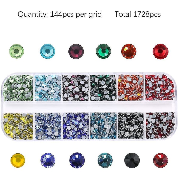 6000 stk Rhinestones Flat Back Gemstone Crystal Set Med Klar Og Clea