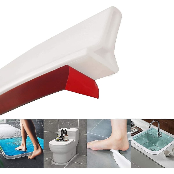 Foldbar vannbrett for dusj, selvklebende silikon dusjterskel, vannbrett, enkel å installere, tørr og våt separasjon, baderom vannbrett