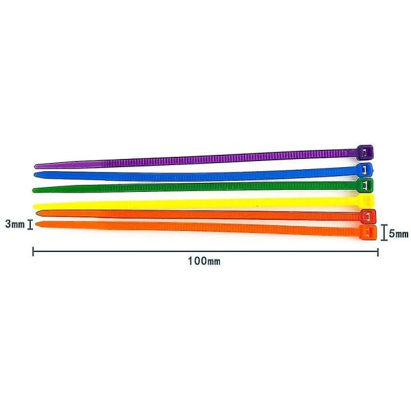 1200 Kabelbindersæt Farvede Kabelbindere 100 * 2,5 mm - Farvede Kabelbindere