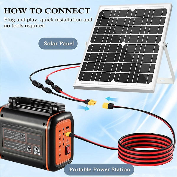 2 kpl XT60 jatkokaapelia 12AWG 1FT XT60 - XT60 kaapeli uros-naaraskytkennällä aurinkopaneelille