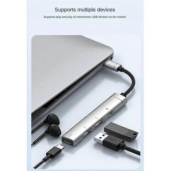 Til Android Mobiltelefon Computer Tablet Bærbar PD Opladningshub Type-C USB C Udvidelsesdock, Sølv