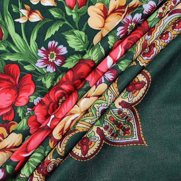 Överdimensionerad traditionell blommig poncho sjal retro halsduk med tofsar